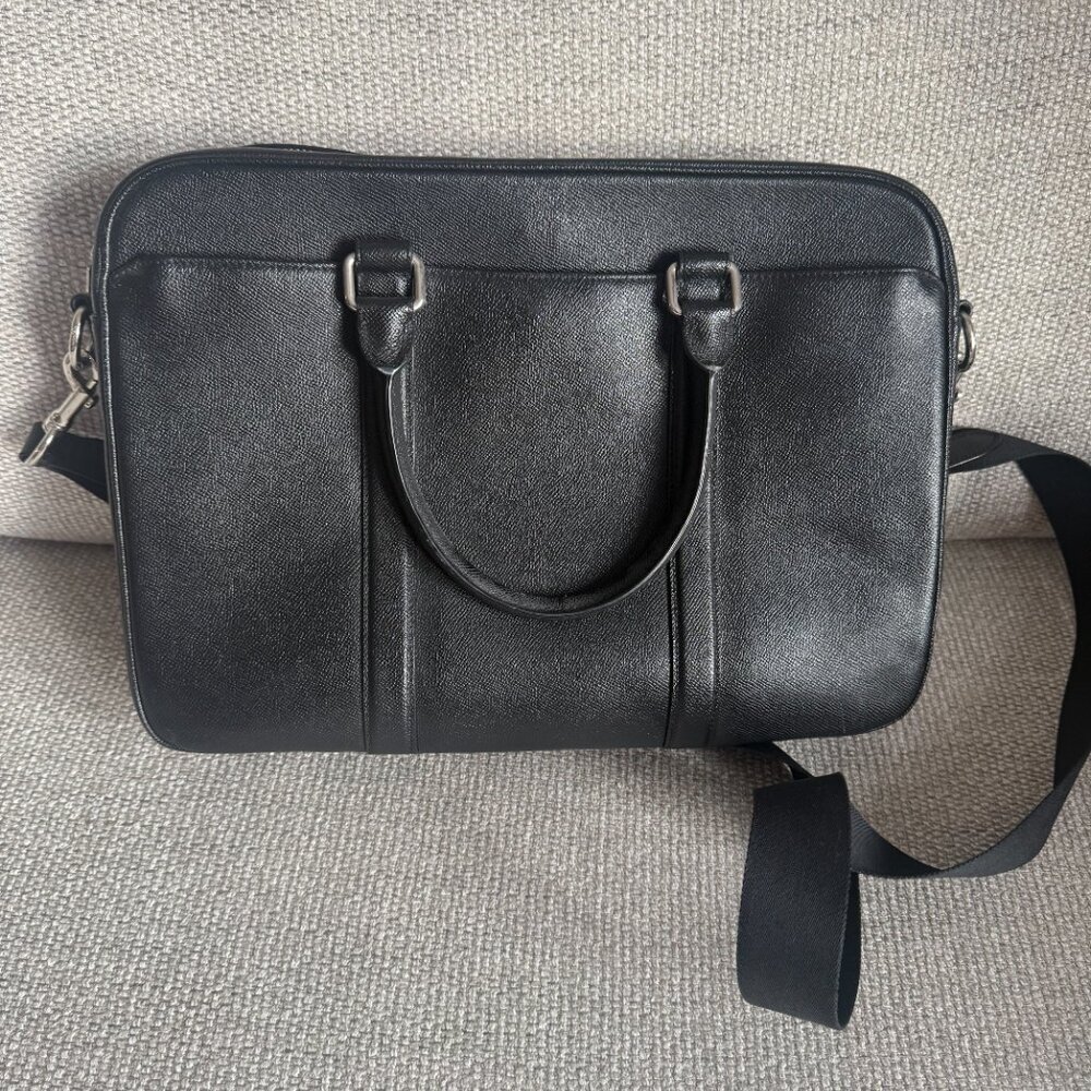 Coach Pebble Leather Briefcase Black - Picture 3 of 5